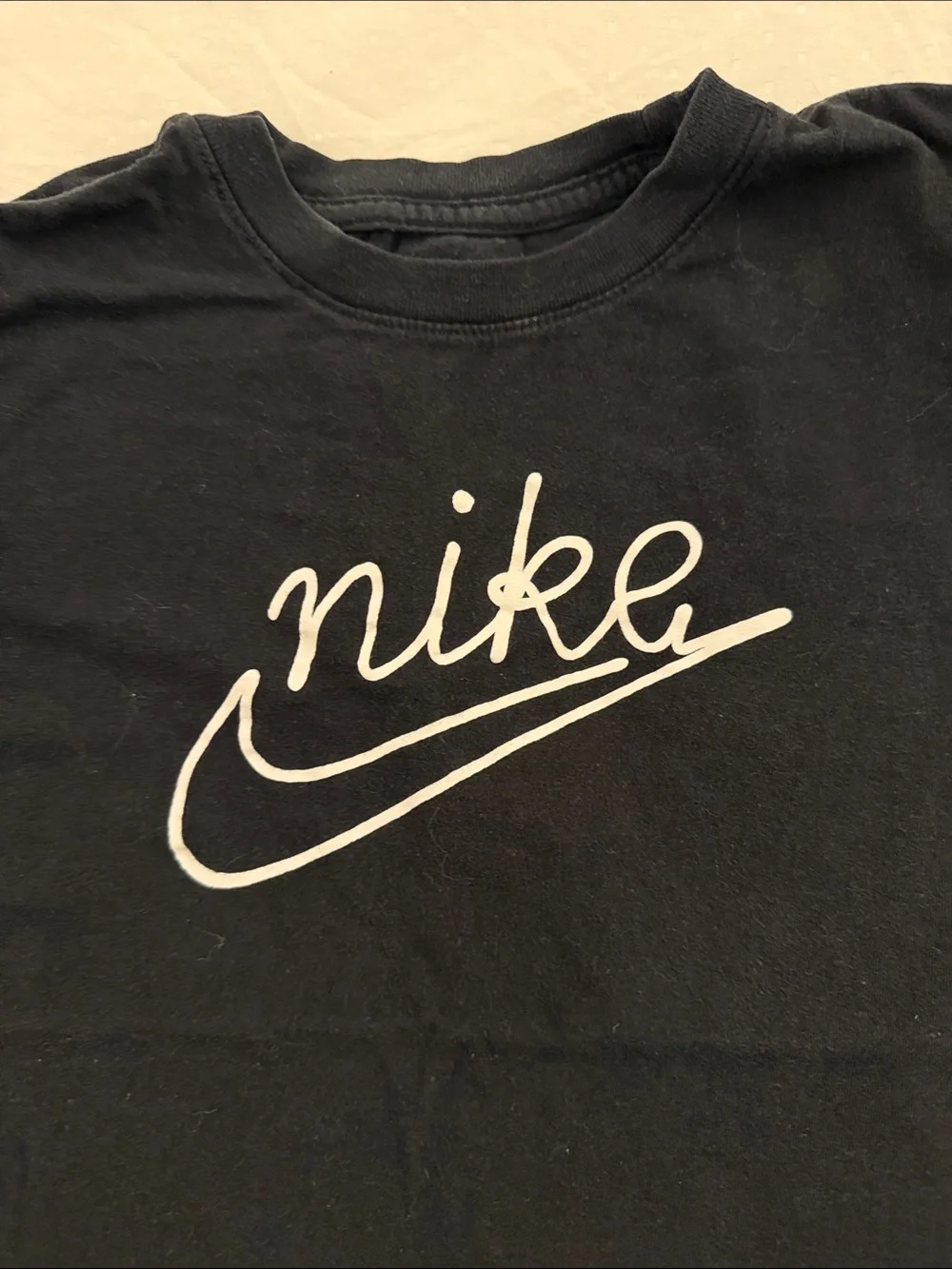 Nike Black Kids Script Logo Short Sleeve Tee